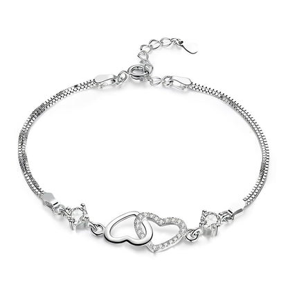 ichelona™ Double-Heart Bracelet 925 Silber