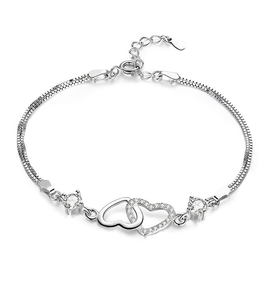 ichelona™ Double-Heart Bracelet 925 Silber
