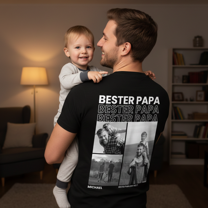 BESTER PAPA - Personalisiertes T-Shirt mit Fotos